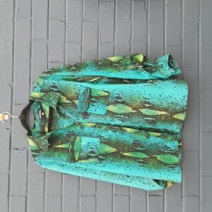 Notations Snakeskin Print Button Down